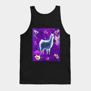 Outer Space Galaxy Cat With Llama Tank Top